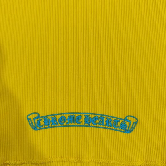 Chrome Hearts Blue Vertical Logo Ribbed Yellow Tank Top - Picture 6 of 6